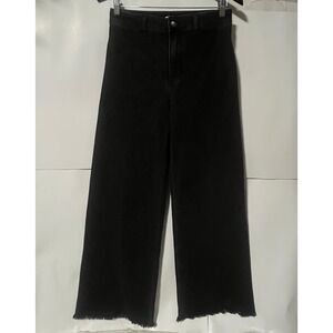 Billabong Unisex Black Wash Wide Leg Jeans Frayed Raw Hem Size 29